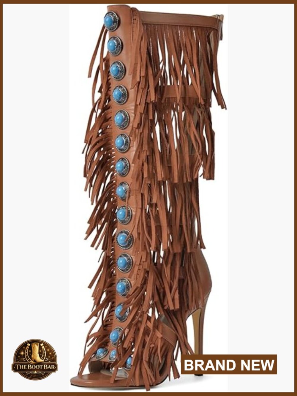 Knee High Fringe Tassel Stiletto Sandals Heels Party Prom Open Toe Zip